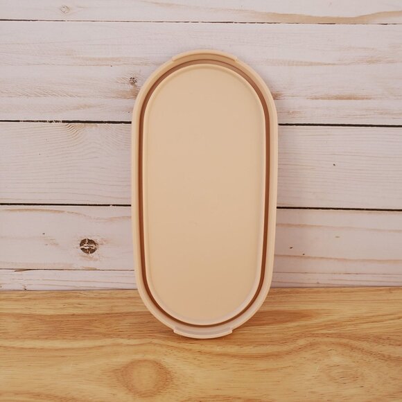 VTG NOS Tupperware Replacement Lid #1616-24 For Modular Mates Beige Oval Plastic - Picture 2 of 5